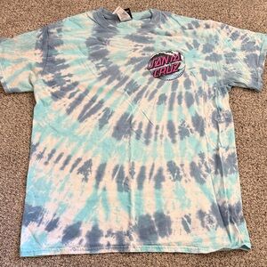 Santa Cruz blue tie dye logo shirt size small